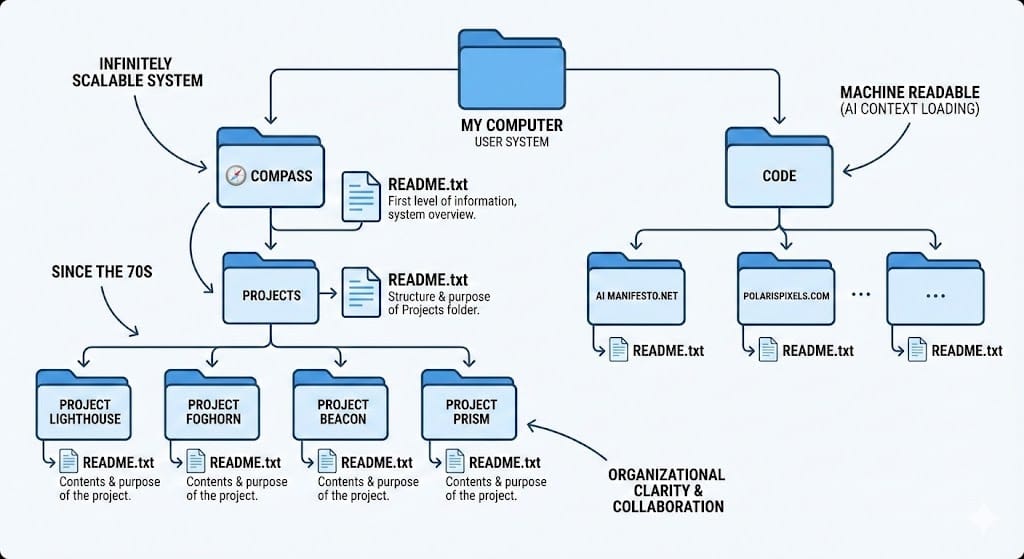 A flowchart diagram illustrating the COMPASS documentation system.